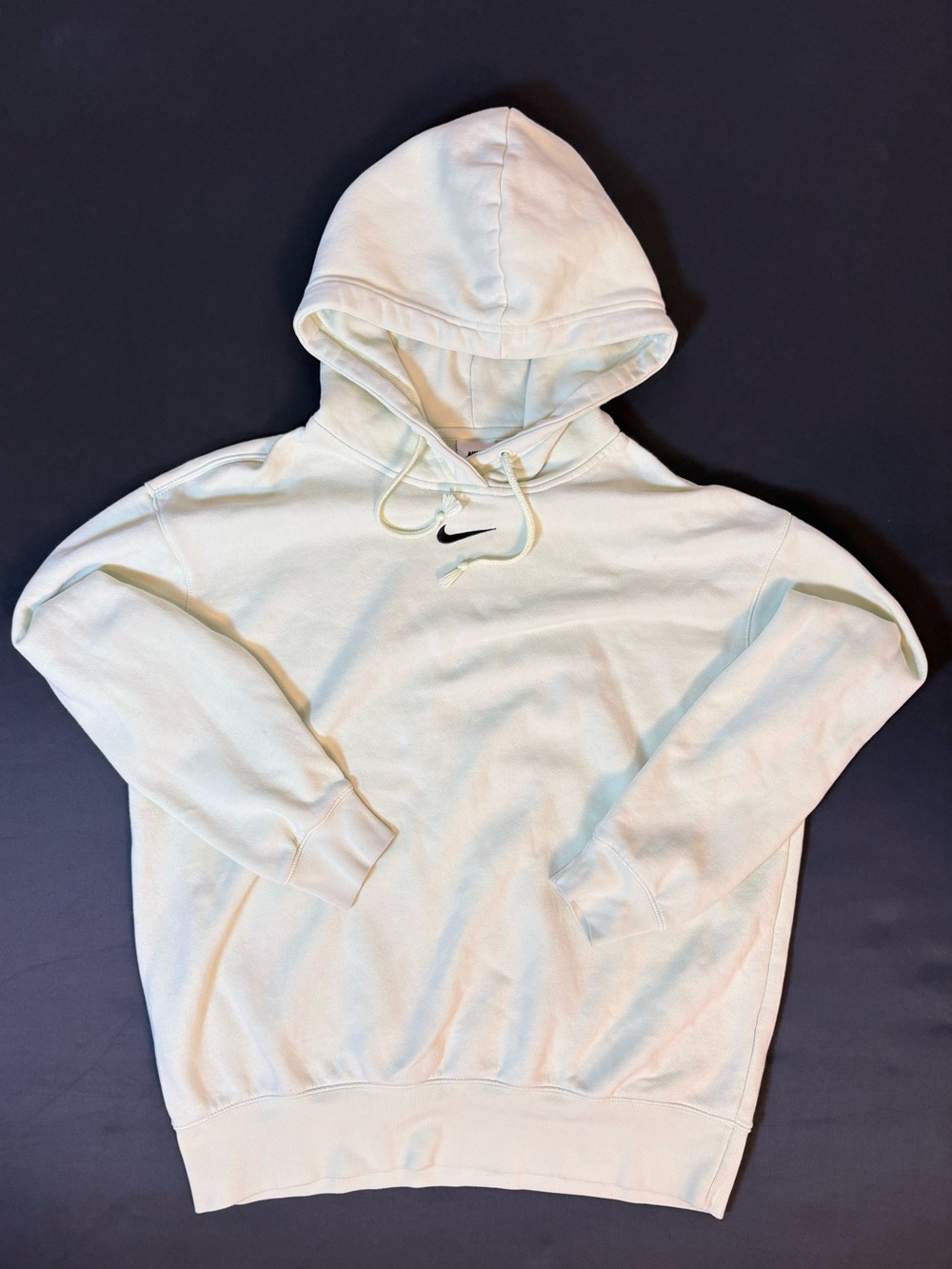 Nike Men’s Cream Pullover Hoodie with Black Swoosh